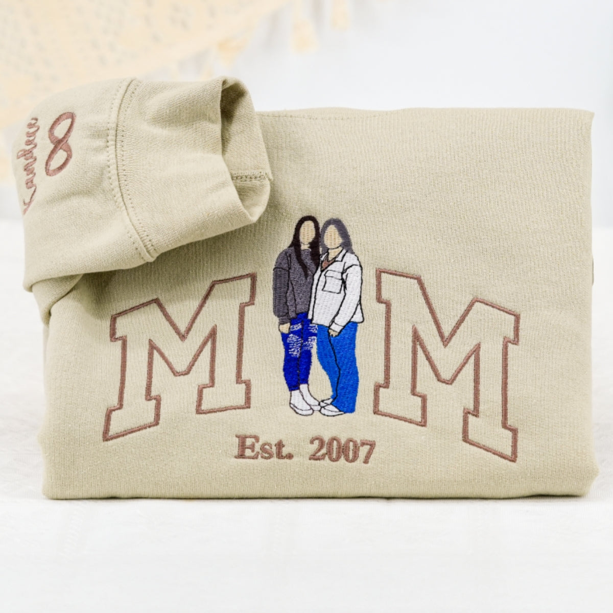 Mother Child Custom Embroidered Hoodie - Personalized Mom Sweatshirt - Perfect Motherhood Gift