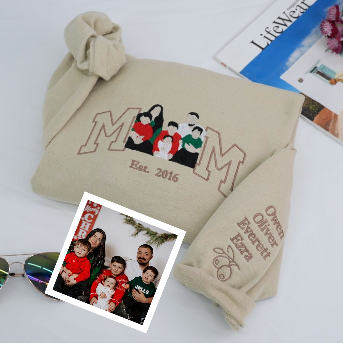 Mother Child Custom Embroidered Hoodie - Personalized Mom Sweatshirt - Perfect Motherhood Gift