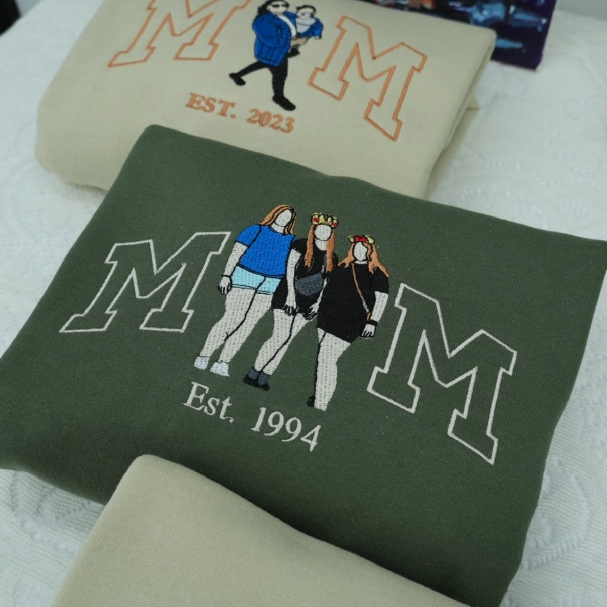 Mother Child Custom Embroidered Hoodie - Personalized Mom Sweatshirt - Perfect Motherhood Gift