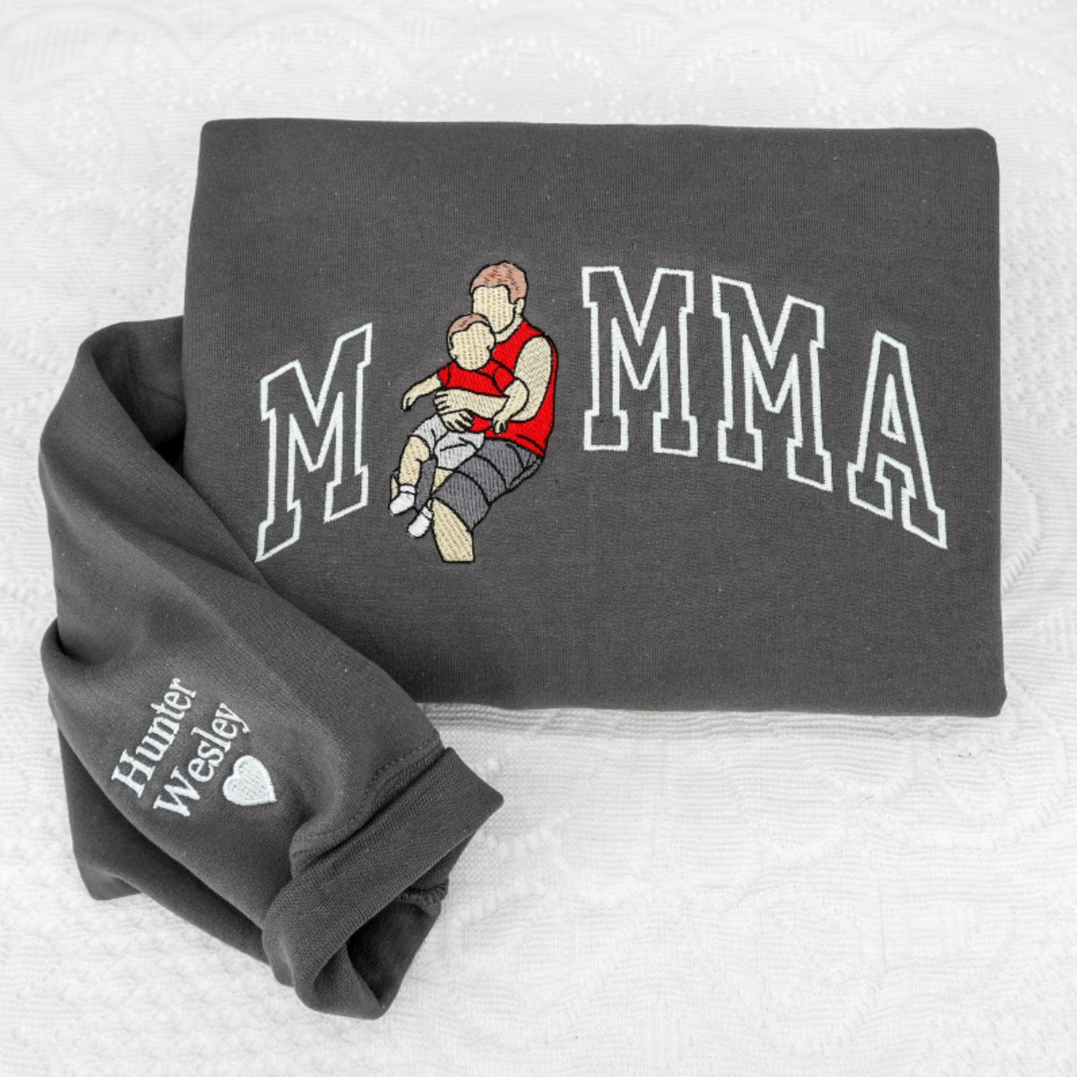 Mother Child Custom Embroidered Hoodie - Personalized Mom Sweatshirt - Perfect Motherhood Gift