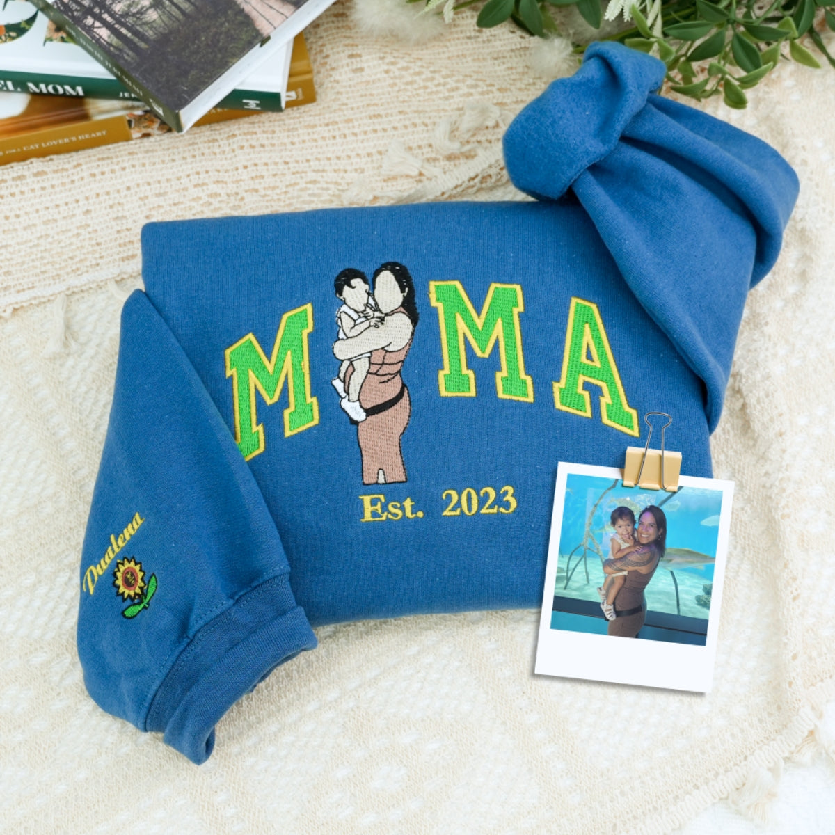 Multi Child Family Custom Embroidered Hoodie - Personalized Mom Sweatshirt with Kids Names - New Mot