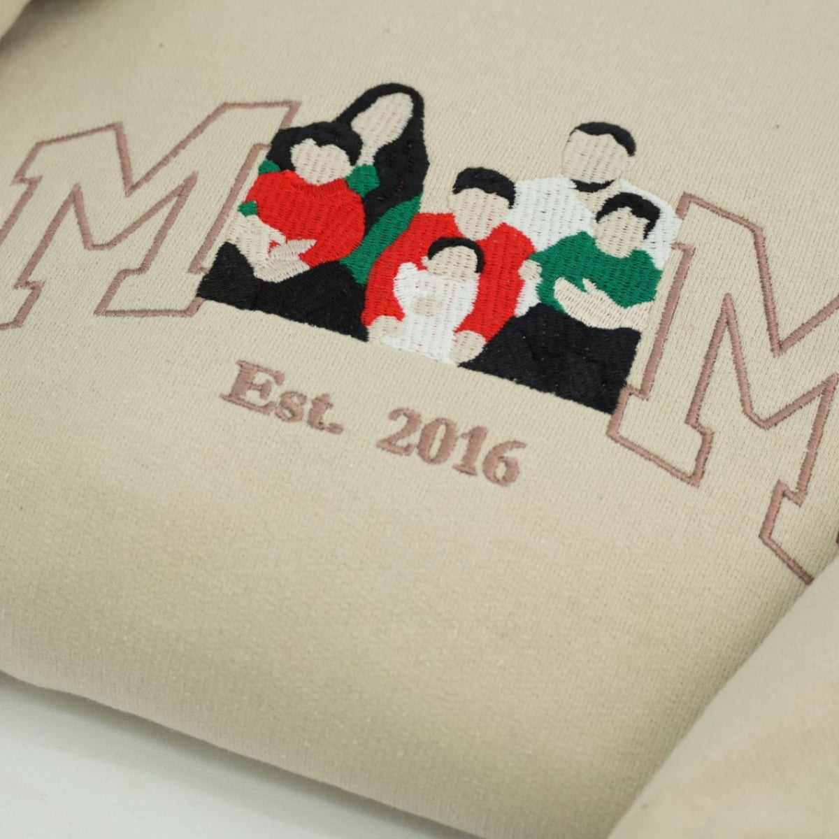 Multi Child Family Custom Embroidered Hoodie - Personalized Mom Sweatshirt with Kids Names - New Mot