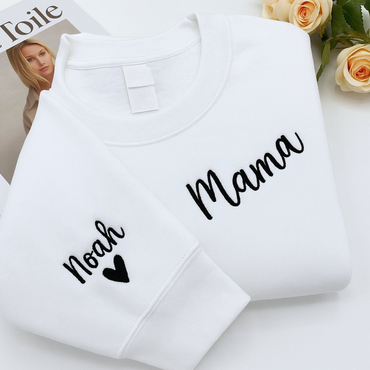 Name Custom Embroidered Hoodie - Personalized Mom Sweatshirt - Perfect Mother's Day Gift