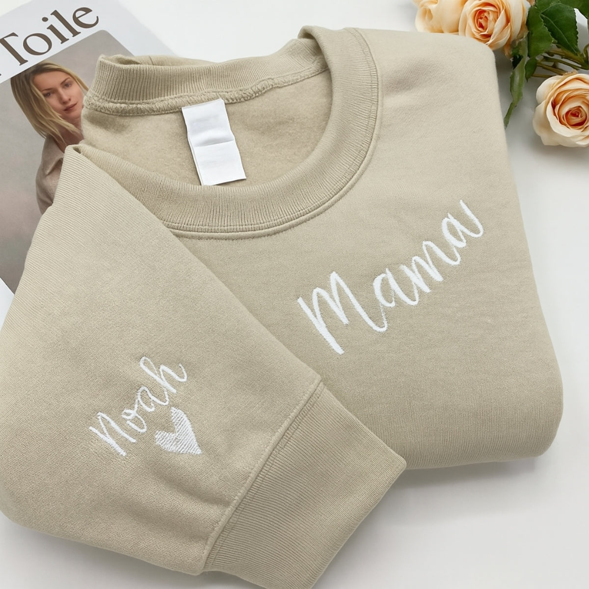 Name Custom Embroidered Hoodie - Personalized Mom Sweatshirt - Perfect Mother's Day Gift