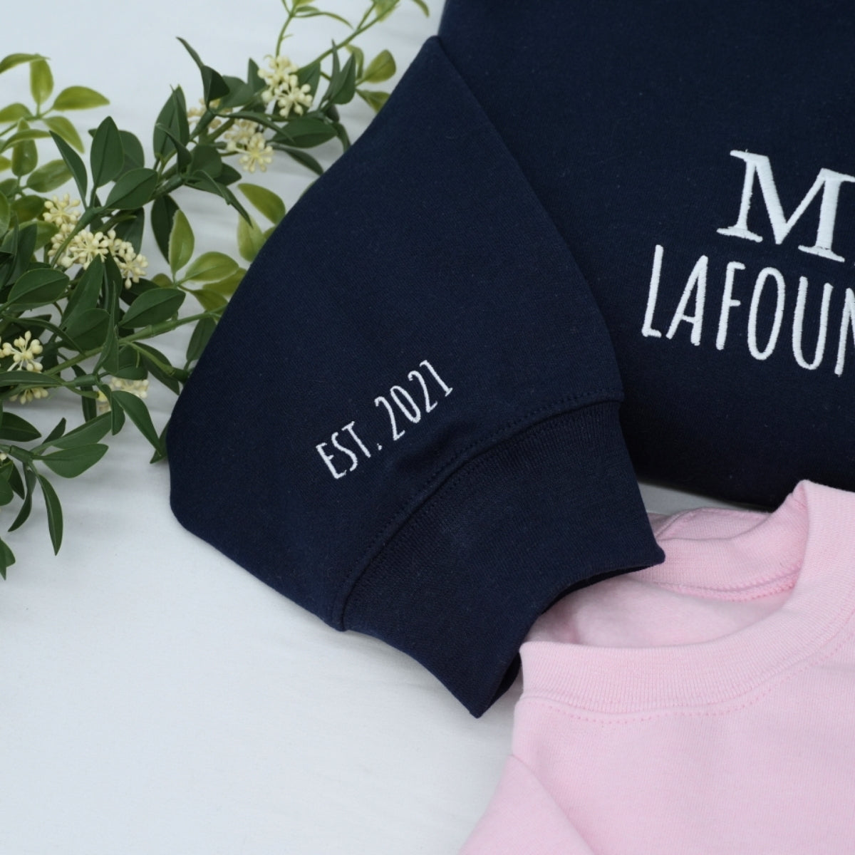 Mr & Mrs Custom Embroidered Sweatshirt - Personalized Last Name - Perfect Couples Gift