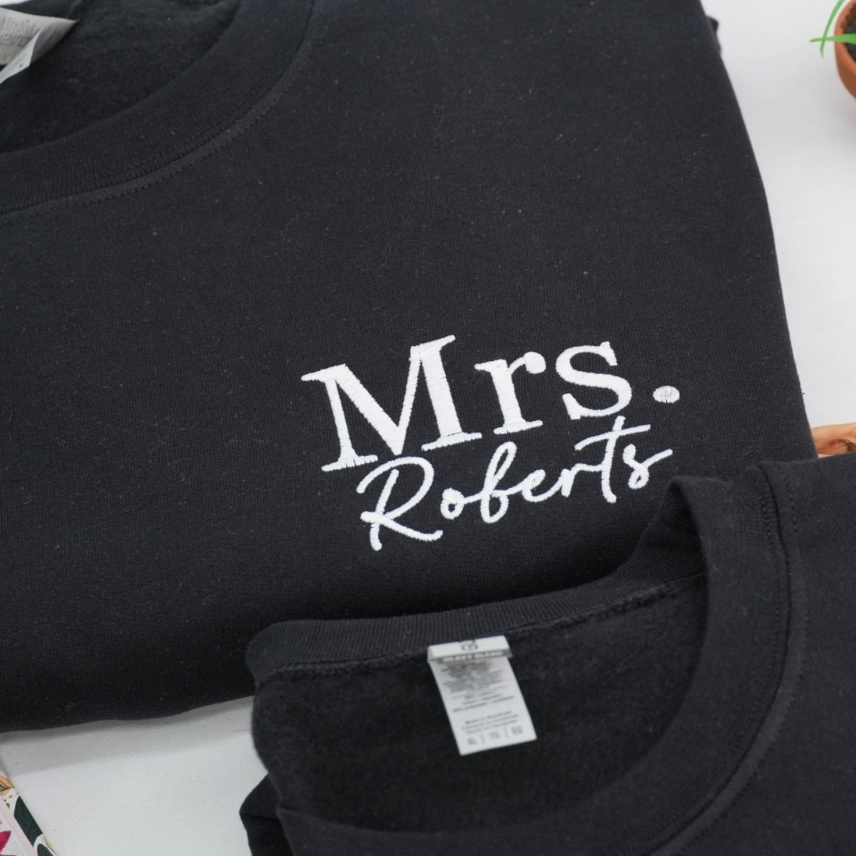 Mr & Mrs Wedding Custom Embroidered Sweatshirt - Personalized Last Name - Wedding Gift