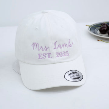 Mrs. Custom Embroidered Cap - Personalized Newlywed Bridal Accessory - Wedding Gift