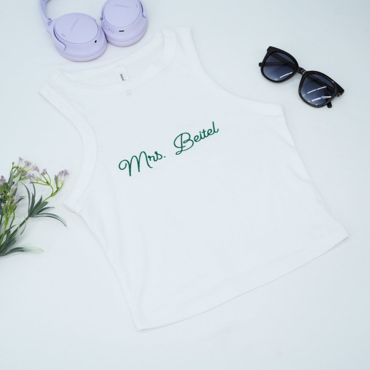 Mrs Custom Embroidered Tank & Jogger Set - Personalized Wife Loungewear - Honeymoon Gift