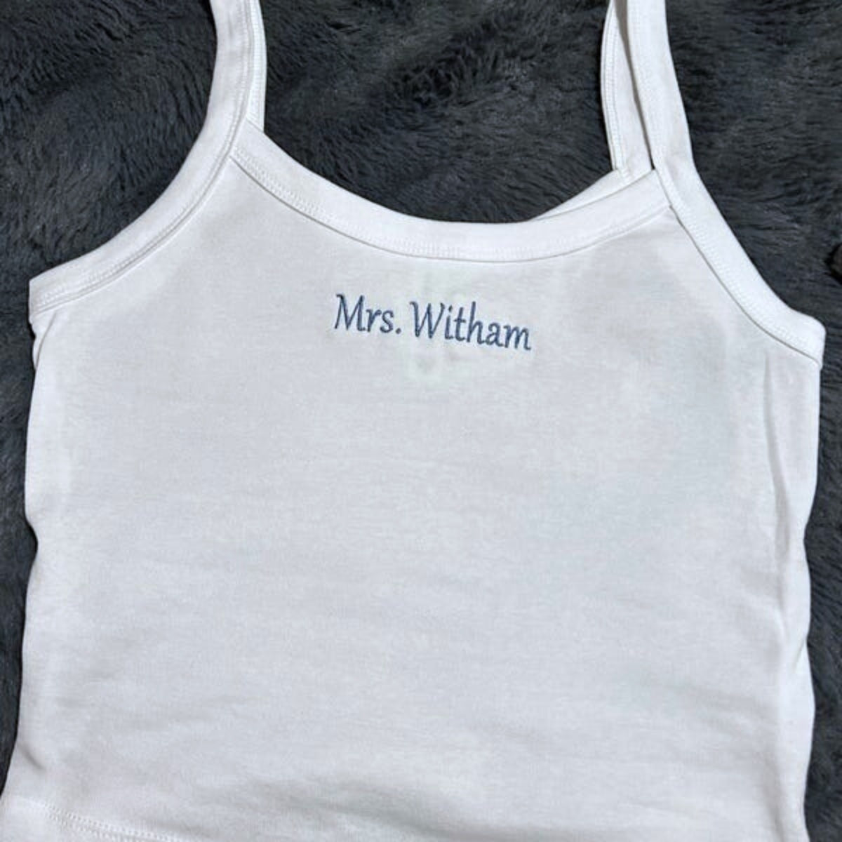 Mrs Custom Embroidered Tank Top - Personalized Wife Tank - Anniversary Honeymoon Gift