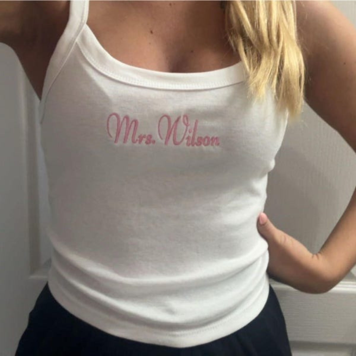 Mrs Custom Embroidered Tank Top - Personalized Wife Tank - Anniversary Honeymoon Gift