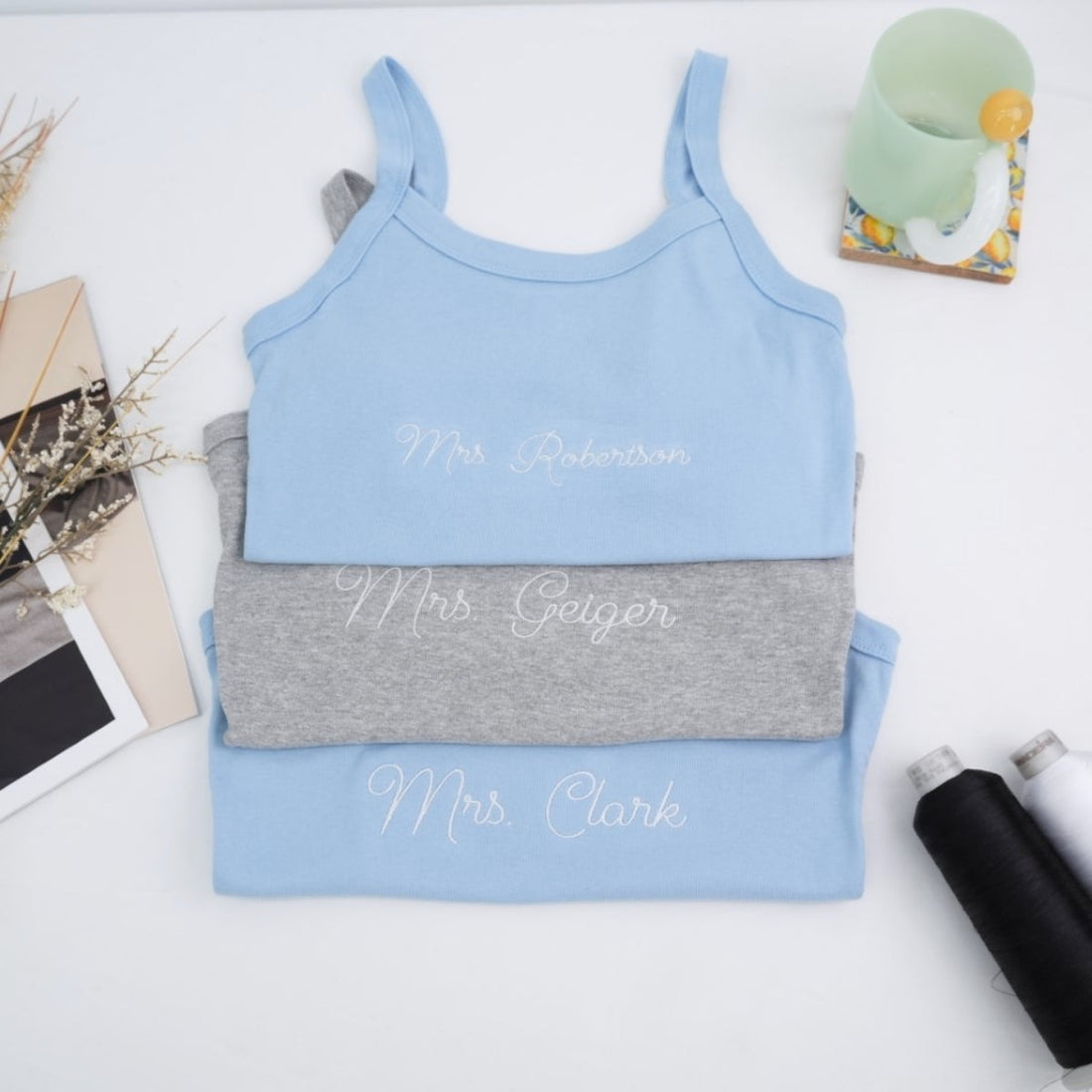 Mrs Custom Embroidered Tank Top - Personalized Wife Tank - Wedding Anniversary Gift