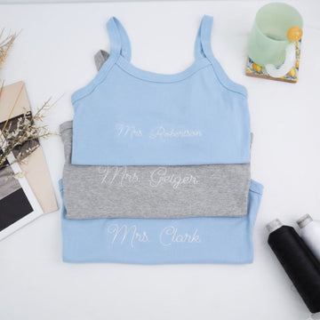 Mrs Custom Embroidered Tank Top - Personalized Wife Tank - Wedding Anniversary Gift