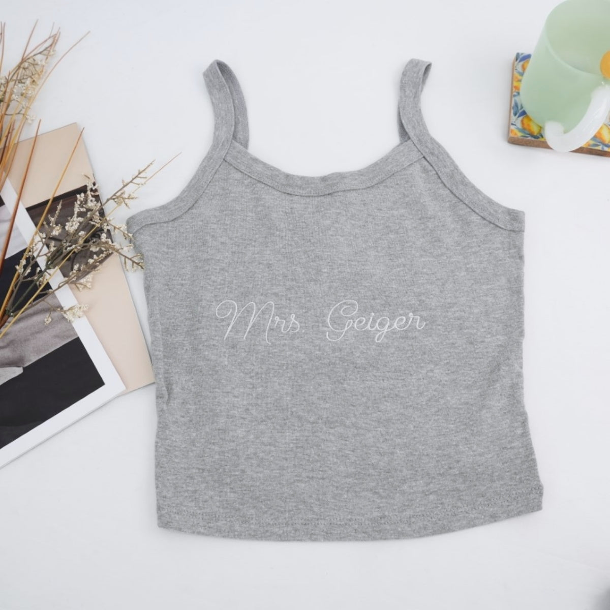 Mrs Custom Embroidered Tank Top - Personalized Wife Tank - Wedding Anniversary Gift