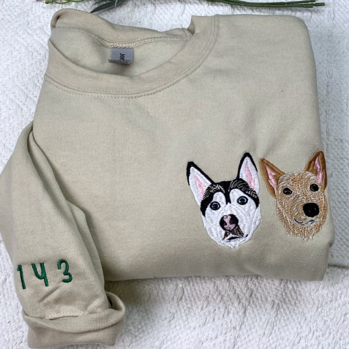 Custom Pet Portrait Embroidered Hoodie - Dog Family Sweatshirt with Names - Pet Parent Gift