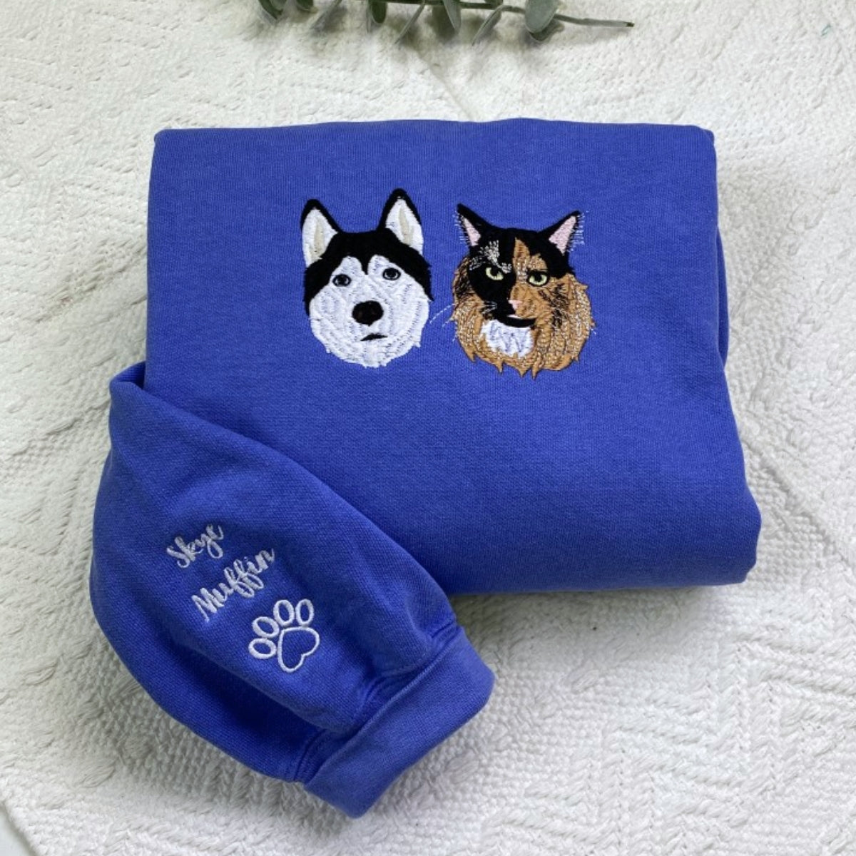 Custom Pet Portrait Embroidered Hoodie - Dog Family Sweatshirt with Names - Pet Parent Gift