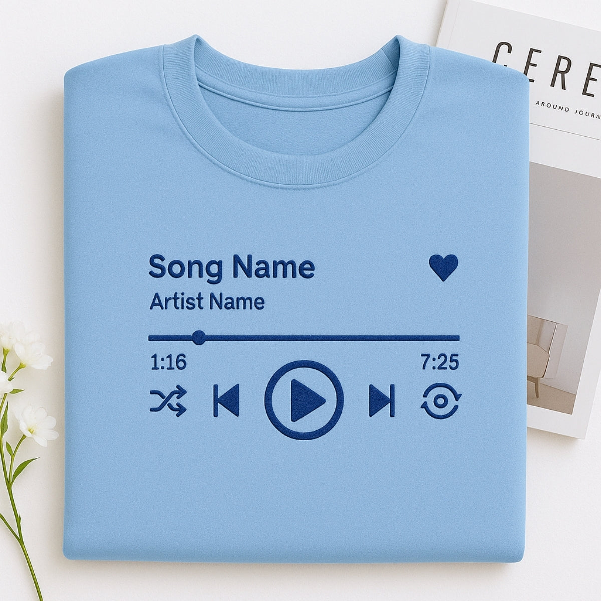 Custom Music Player Embroidered Hoodie - Your Song Sweatshirt - Music Lover Gift