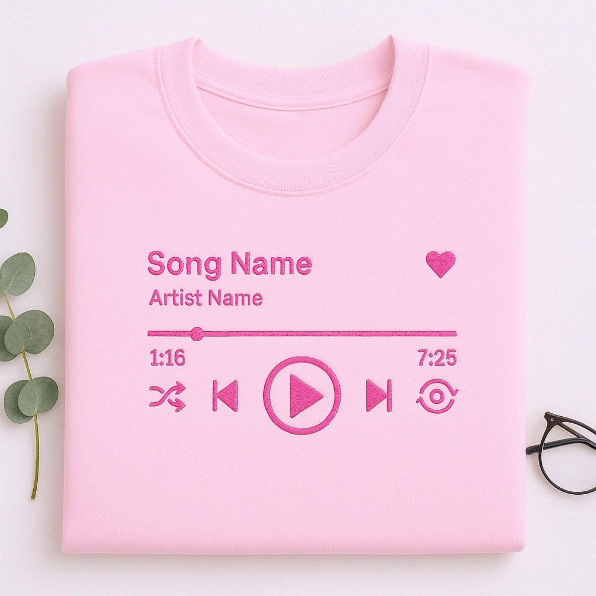Custom Music Player Embroidered Hoodie - Your Song Sweatshirt - Music Lover Gift