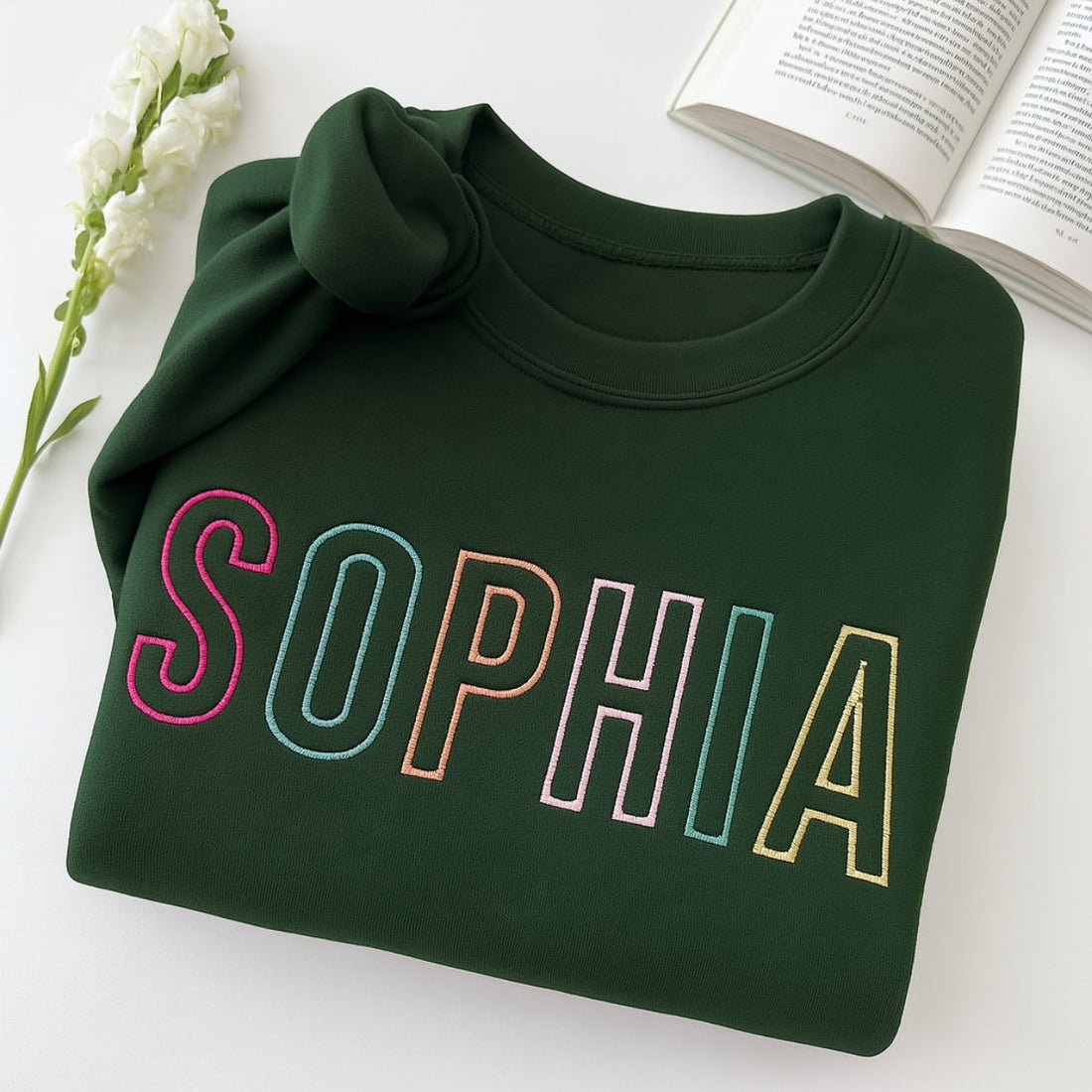 Custom Name Embroidered Sweatshirt - Personalized Block Letter Pullover - Birthday Gift