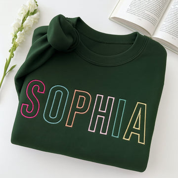Custom Name Embroidered Sweatshirt - Personalized Block Letter Pullover - Birthday Gift