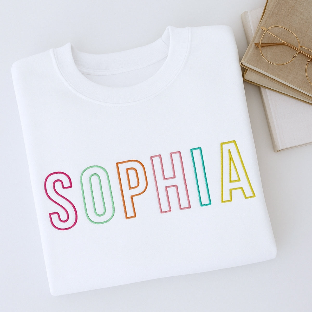 Custom Name Embroidered Sweatshirt - Personalized Block Letter Pullover - Birthday Gift