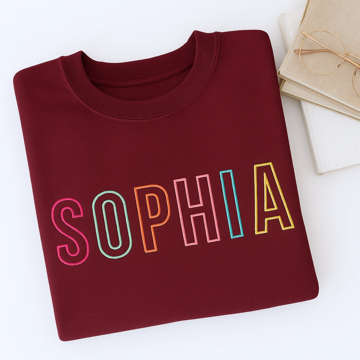 Custom Name Embroidered Sweatshirt - Personalized Block Letter Pullover - Birthday Gift