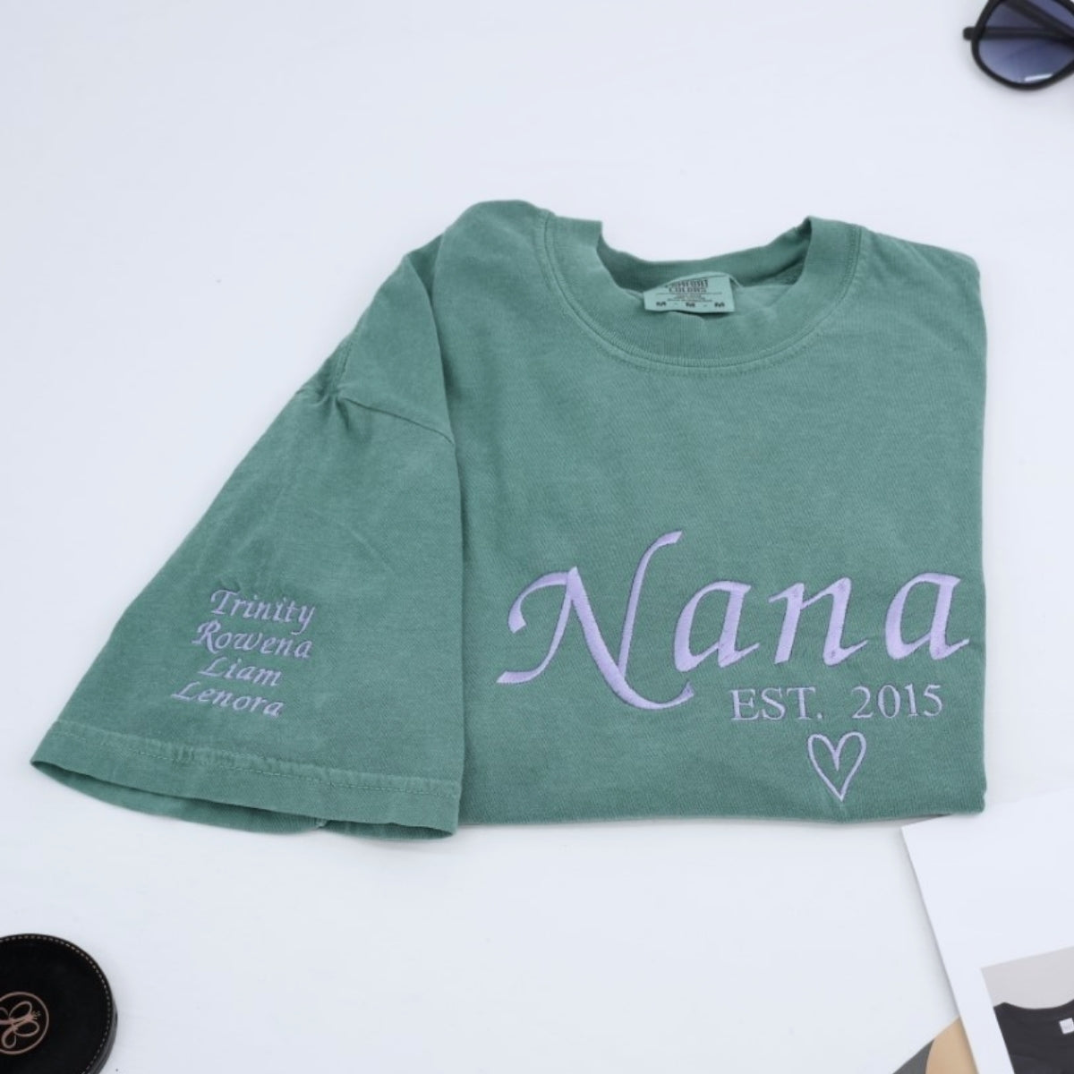 Custom Nana Embroidered T-Shirt - Personalized Grandmother Shirt - Grandchildren Names Gift