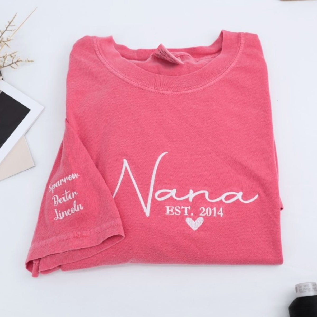 Custom Nana Embroidered T-Shirt - Personalized Grandmother Shirt - Grandchildren Names Gift