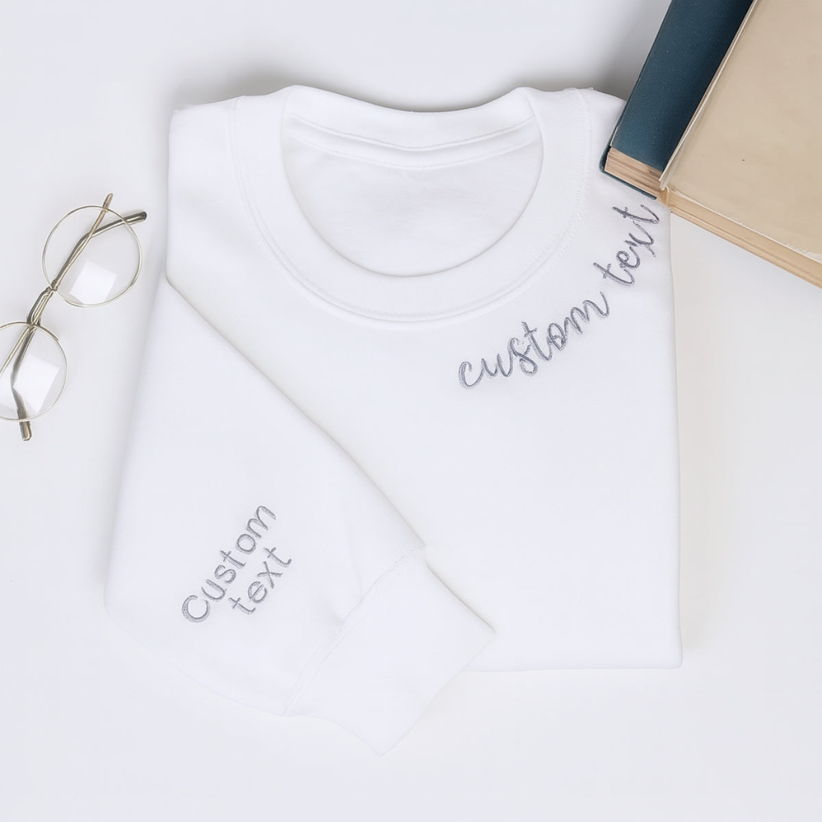 Custom Text Embroidered Sweatshirt - Personalized Script Pullover - Elegant Name Gift