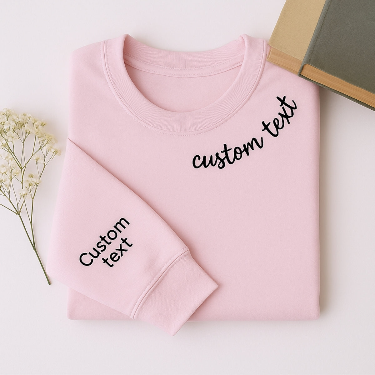 Custom Text Embroidered Sweatshirt - Personalized Script Pullover - Elegant Name Gift