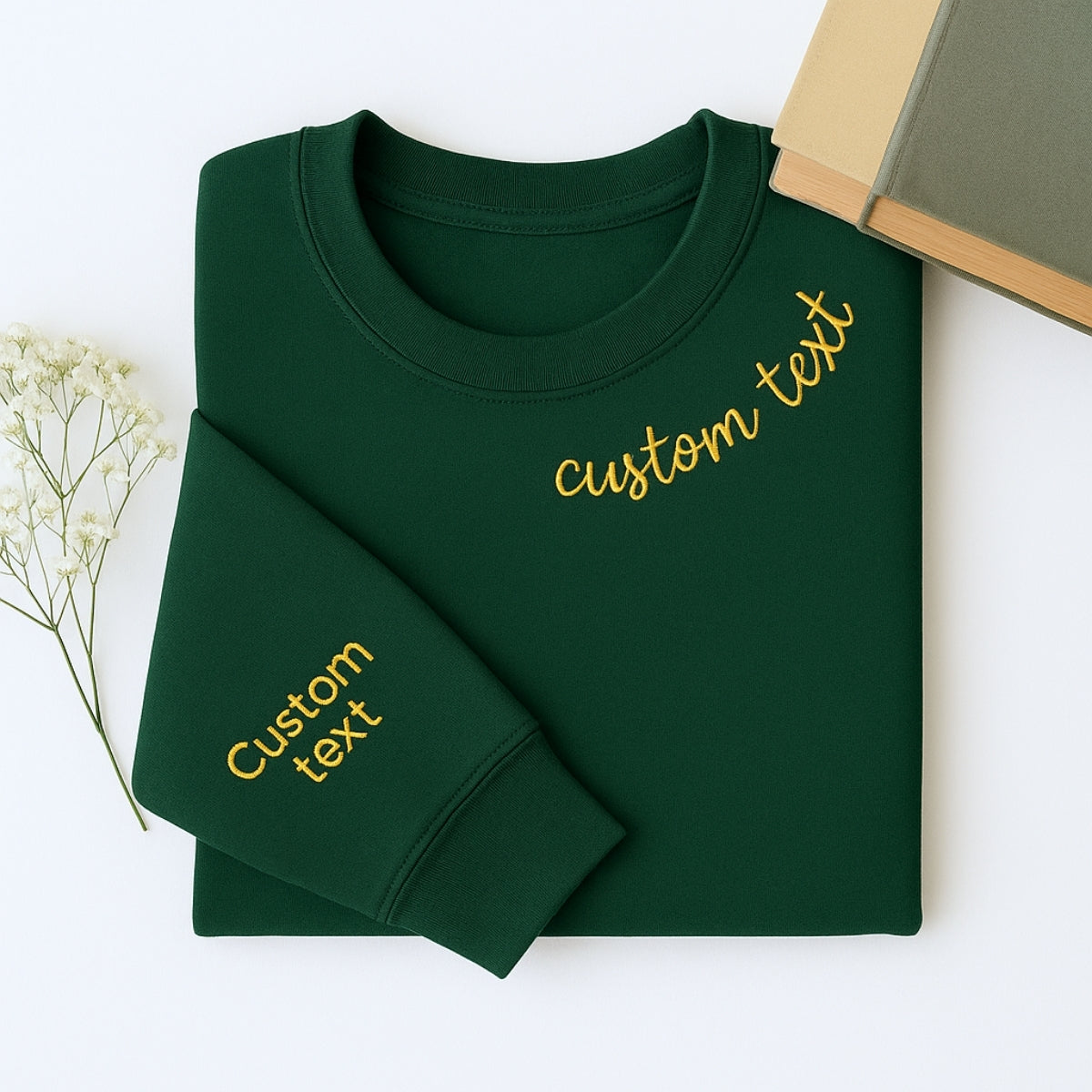 Custom Text Embroidered Sweatshirt - Personalized Script Pullover - Elegant Name Gift