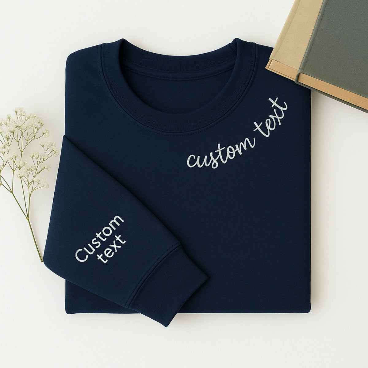 Custom Text Embroidered Sweatshirt - Personalized Script Pullover - Elegant Name Gift