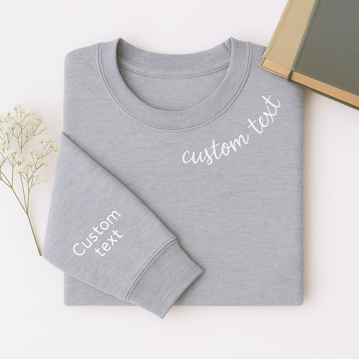 Custom Text Embroidered Sweatshirt - Personalized Script Pullover - Elegant Name Gift