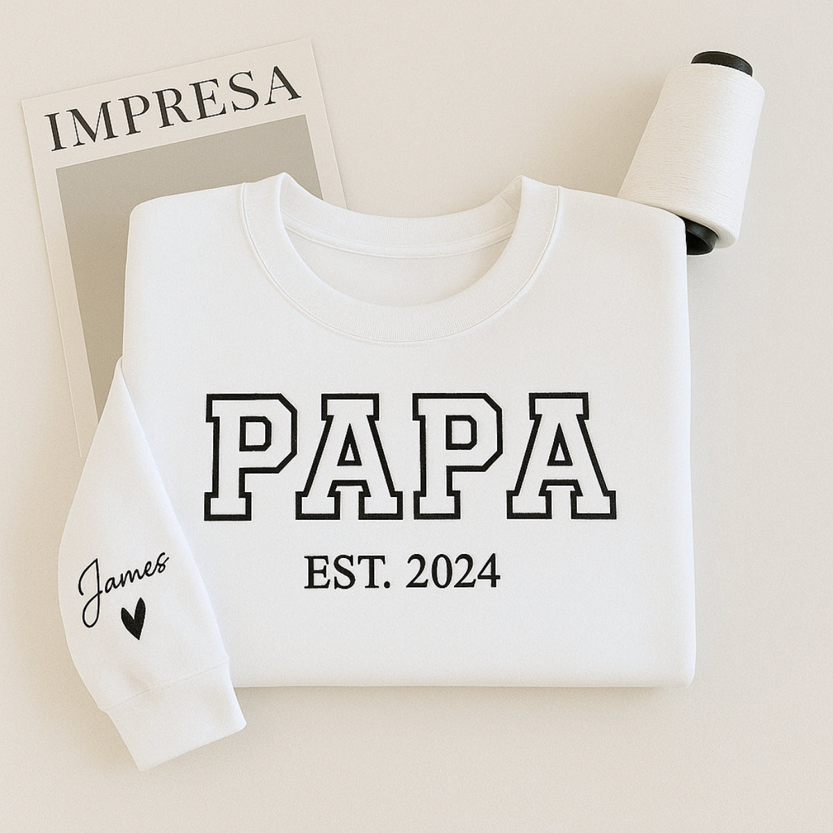 Custom Papa EST Embroidered Hoodie - Varsity Style Personalized Grandpa Gift
