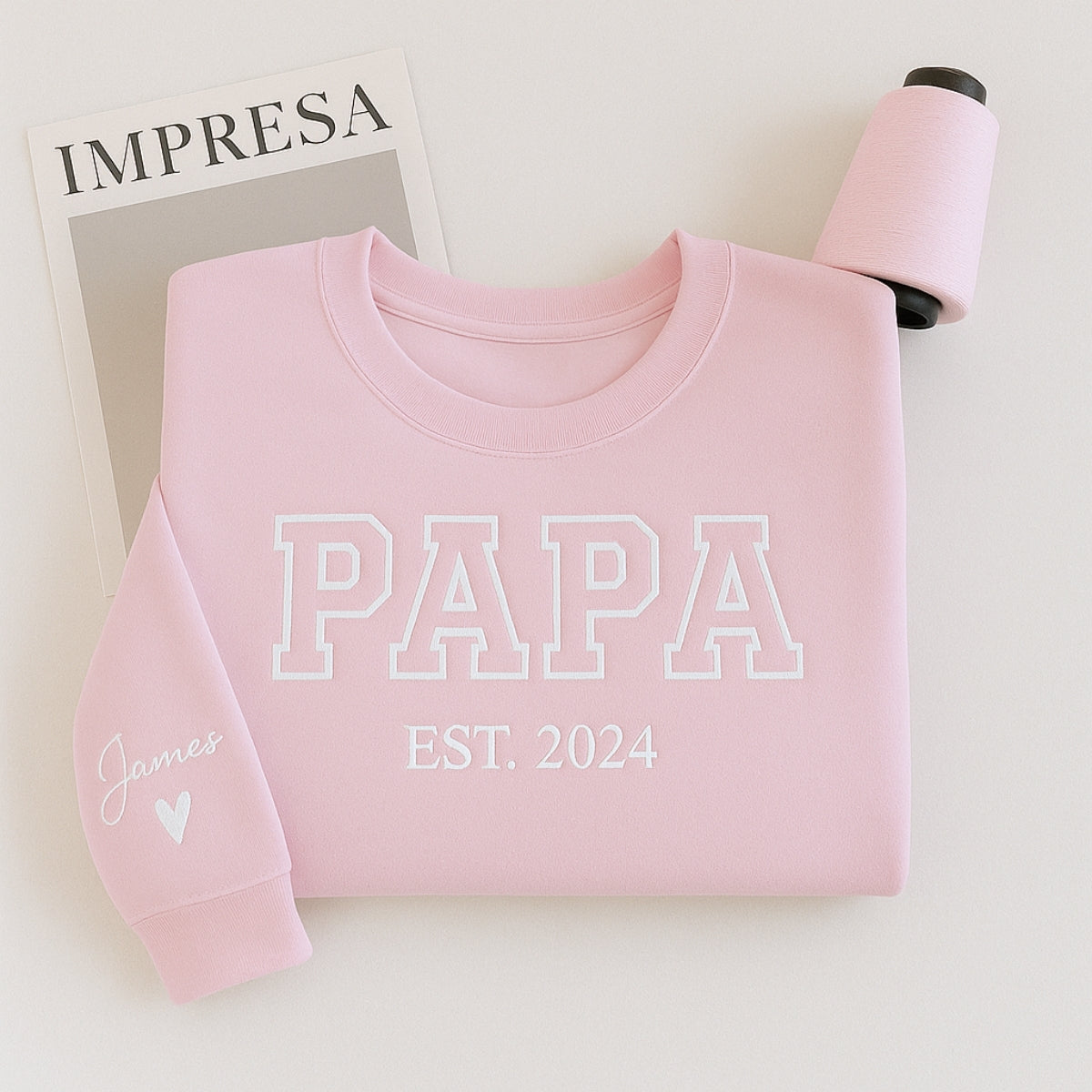 Custom Papa EST Embroidered Hoodie - Varsity Style Personalized Grandpa Gift