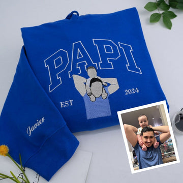 Custom Embroidered Papi Hoodie - Latino Father Sweatshirt - Personalized Father's Day Gift