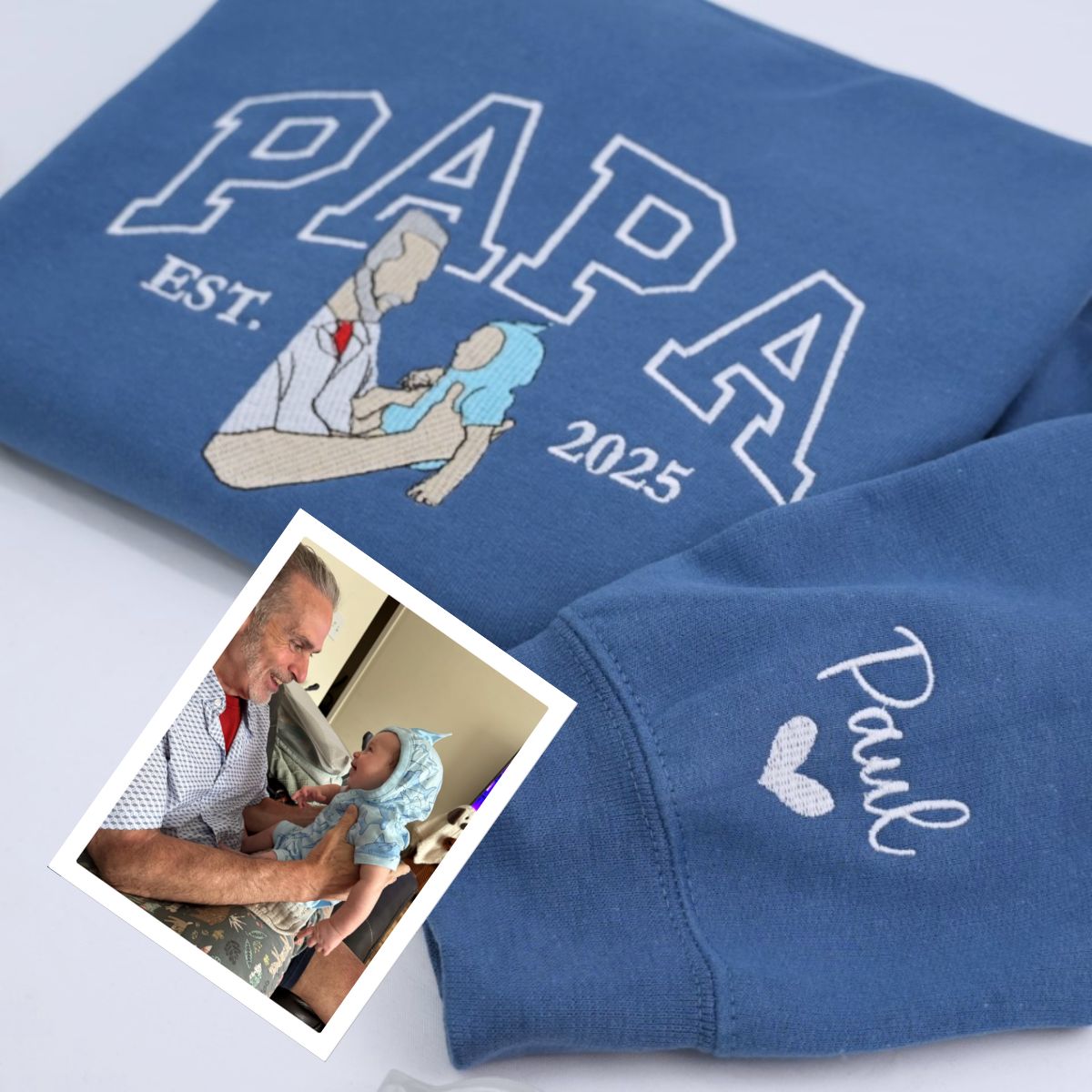 Custom Embroidered Papi Hoodie - Latino Father Sweatshirt - Personalized Father's Day Gift