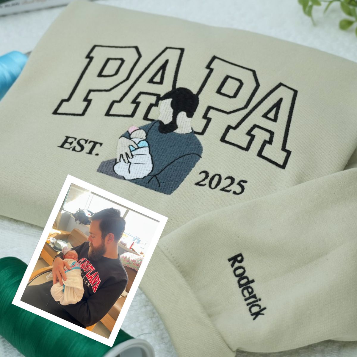 Custom Embroidered Papi Hoodie - Latino Father Sweatshirt - Personalized Father's Day Gift