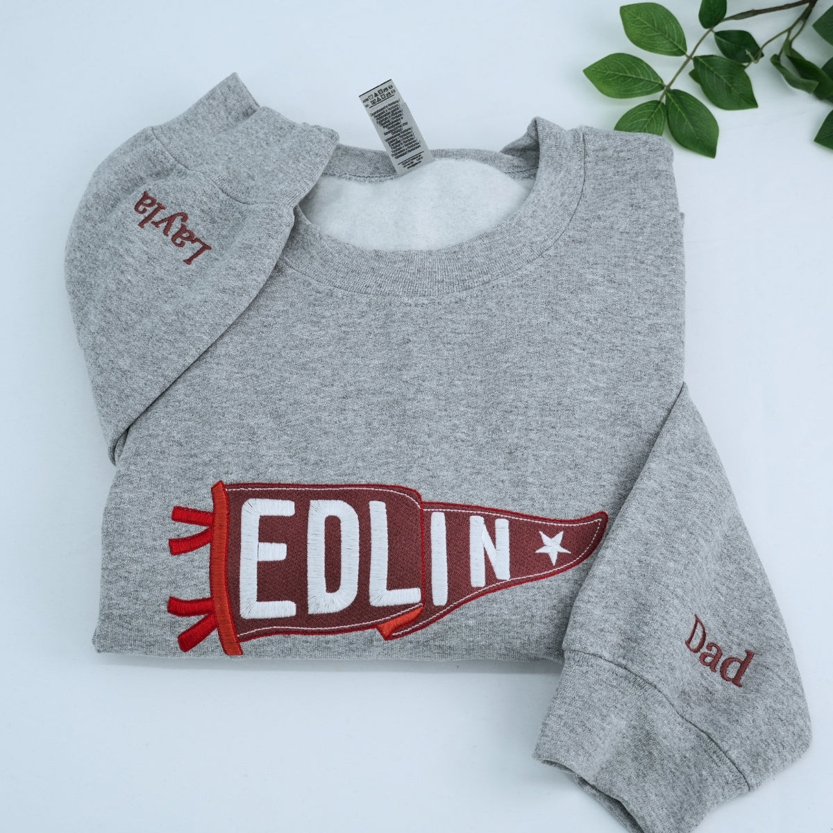 Custom Pennant Embroidered Hoodie - School Spirit Sweatshirt - Personalized Student Team Gift