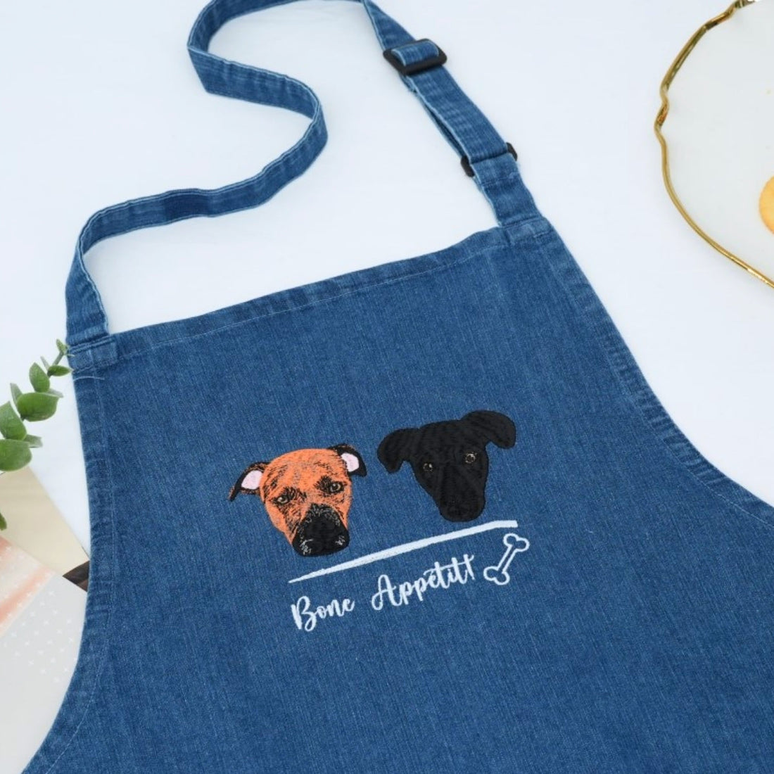 Custom Pet Embroidered Apron - Dog Portrait Kitchen Apparel - Personalized Pet Lover Gift