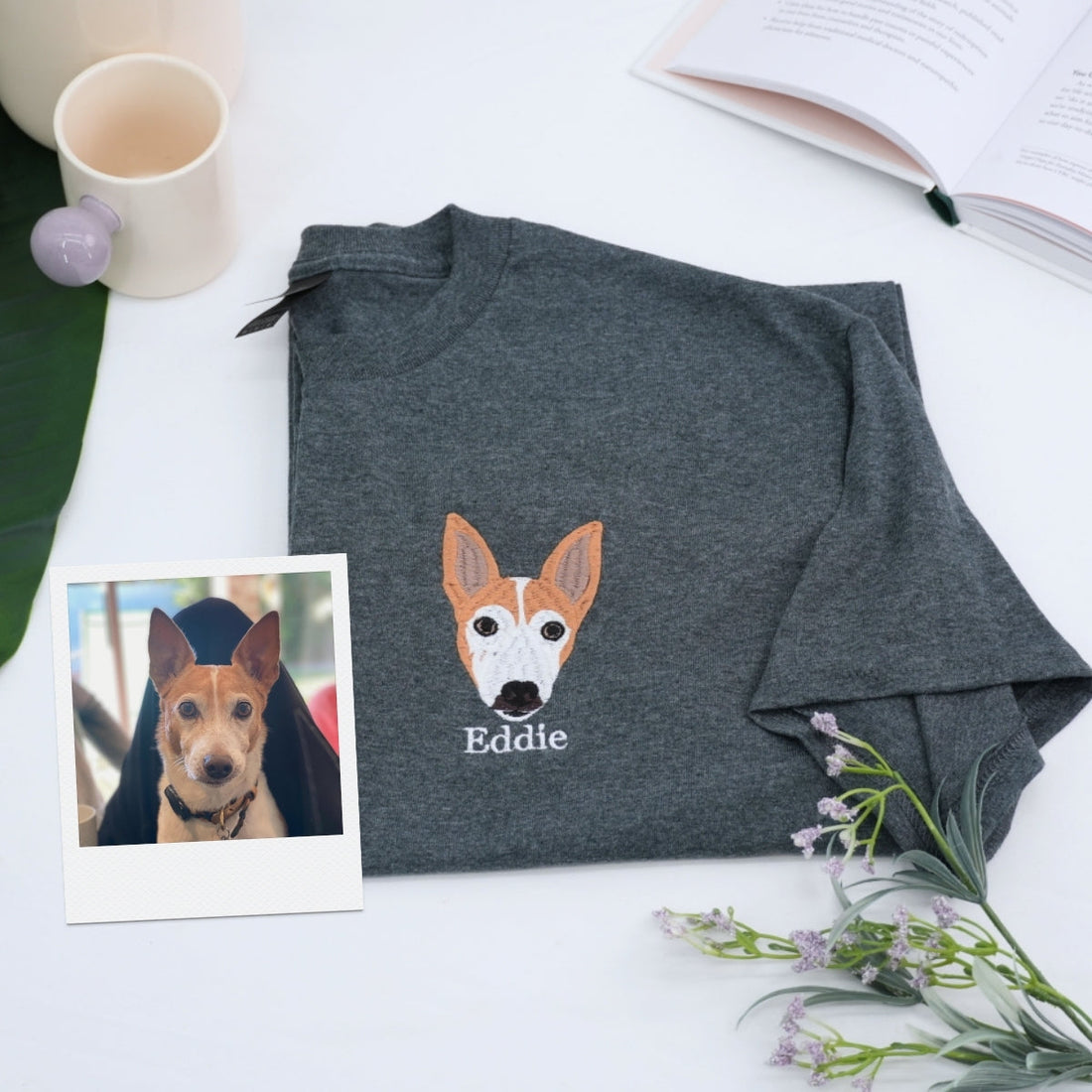 Custom Pet Name Embroidered T-Shirt - Personalized Dog Lover Shirt - Pet Parent Gift