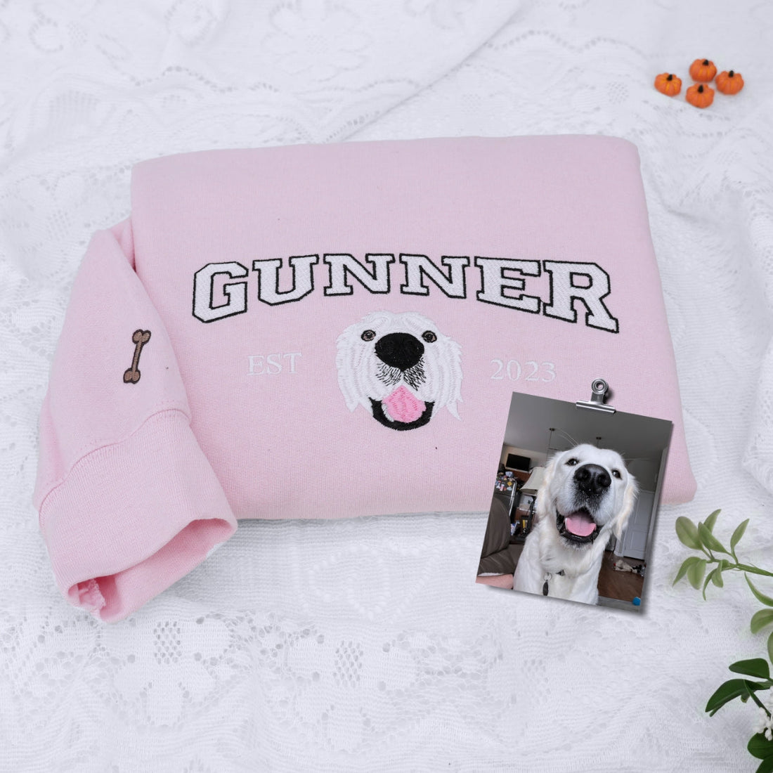 Custom Pet Portrait Embroidered Hoodie - Personalized Varsity Dog Face Sweatshirt - Pet Parent Gift