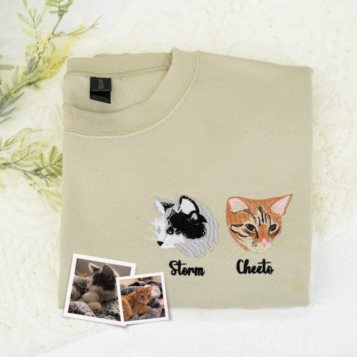 Custom Pet Portrait Embroidered Hoodie - Personalized Pet Face Sweatshirt - Gift for Pet Parents