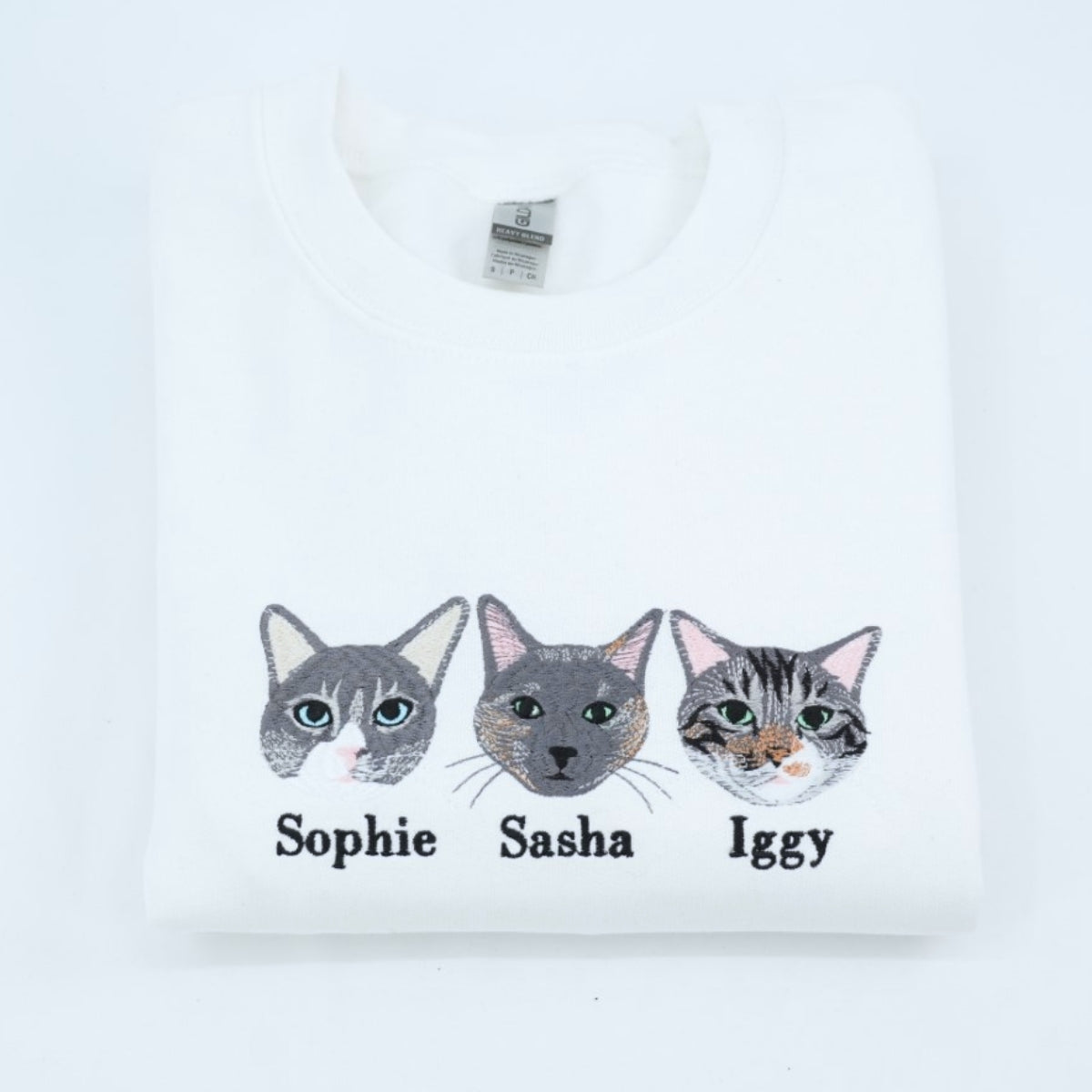 Custom Pet Portrait Embroidered Hoodie - Personalized Pet Face Sweatshirt - Gift for Pet Parents