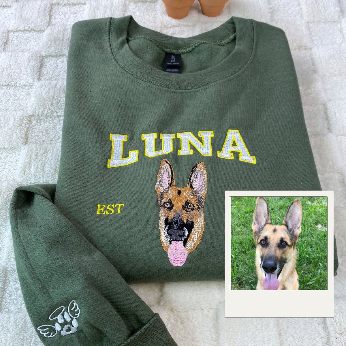 Custom Dog Portrait Embroidered Hoodie - Personalized Dog Face Sweatshirt - Pet Memorial Gift