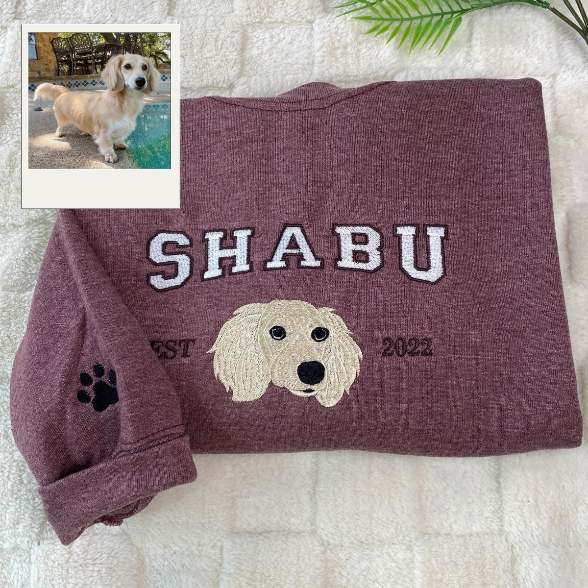 Custom Dog Portrait Embroidered Hoodie - Personalized Dog Face Sweatshirt - Pet Memorial Gift