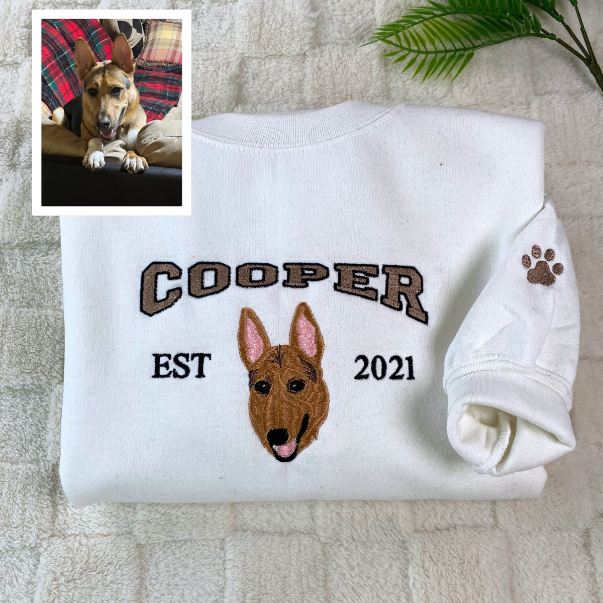 Custom Dog Portrait Embroidered Hoodie - Personalized Dog Face Sweatshirt - Pet Memorial Gift