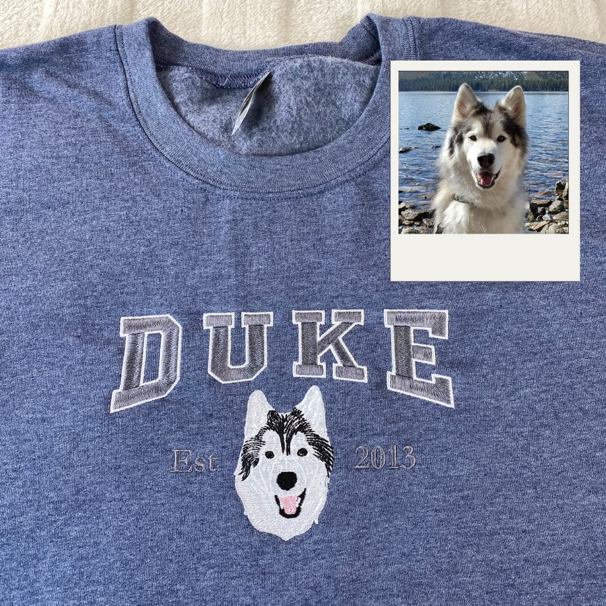 Custom Dog Portrait Embroidered Hoodie - Personalized Dog Face Sweatshirt - Pet Memorial Gift