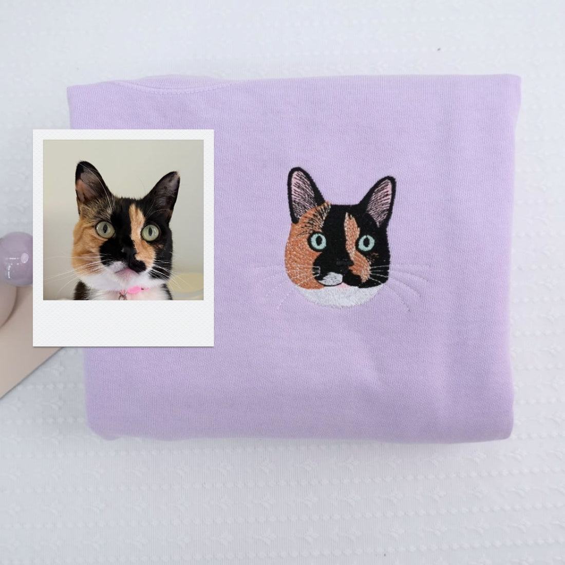 Custom Pet Portrait Embroidered Sweatshirt - Personalized Dog Cat Face with Names - Pet Parent Gift