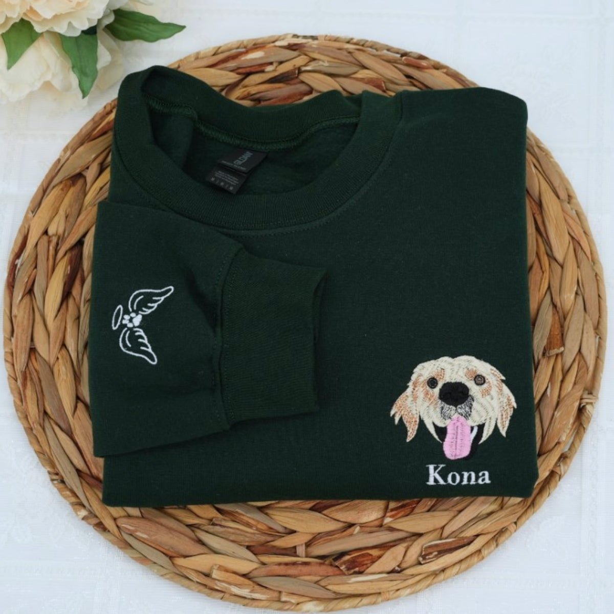 Custom Dog Portrait Embroidered Sweatshirt - Personalized Dog Face Name Sweater - Dog Lover Gift