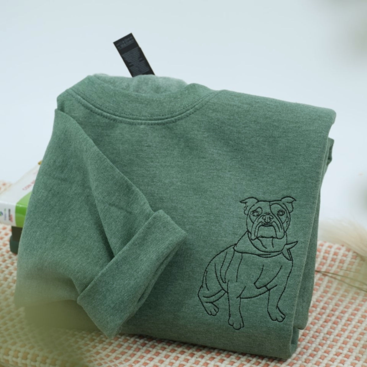 Custom Dog Portrait Embroidered Sweatshirt - Personalized Dog Line Art Shirt - Dog Lover Gift